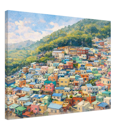 I Colori di Gamcheon Village Canvas arte asiatica premium