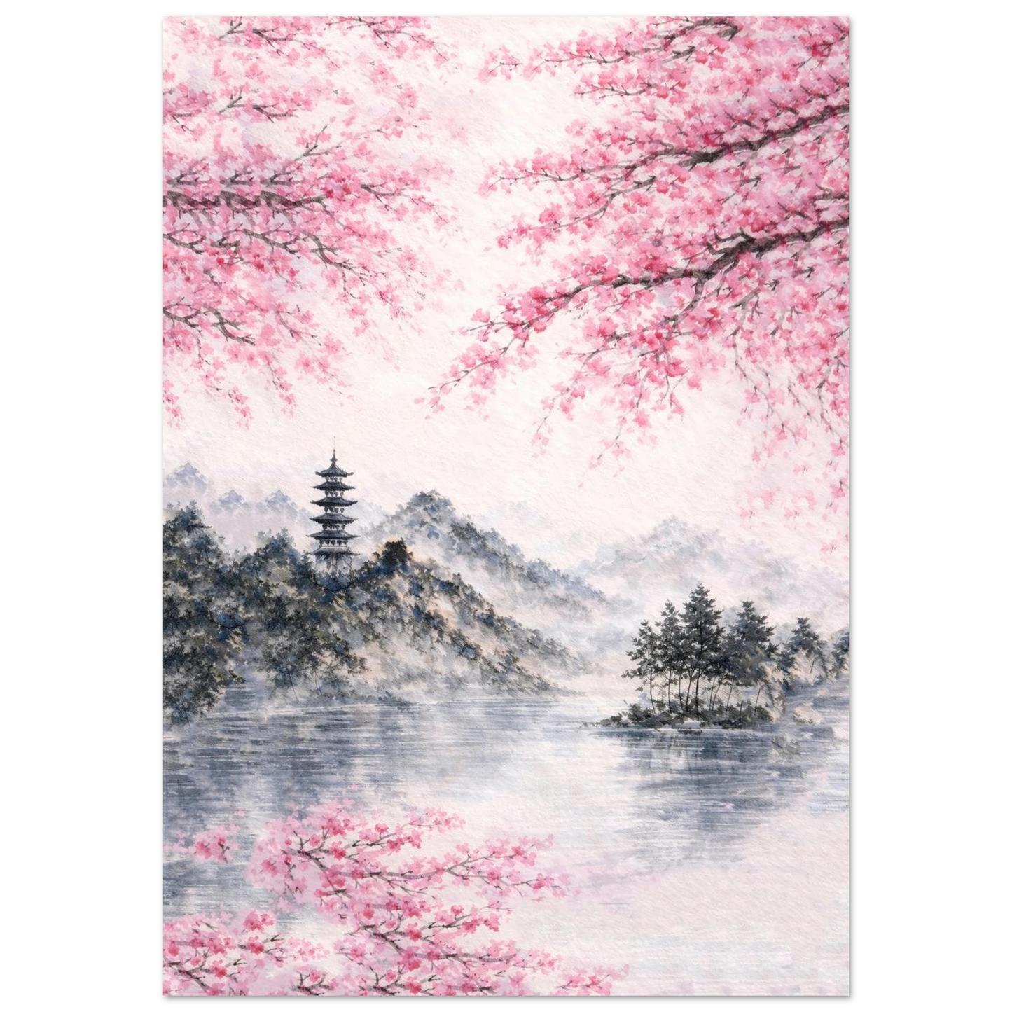 Rifugio di Primavera Fine Art Poster arte asiatica premium