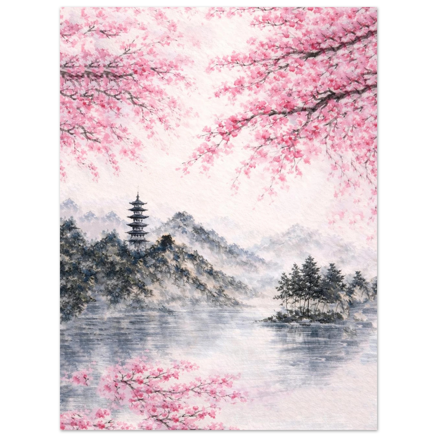 Rifugio di Primavera Fine Art Poster arte asiatica premium