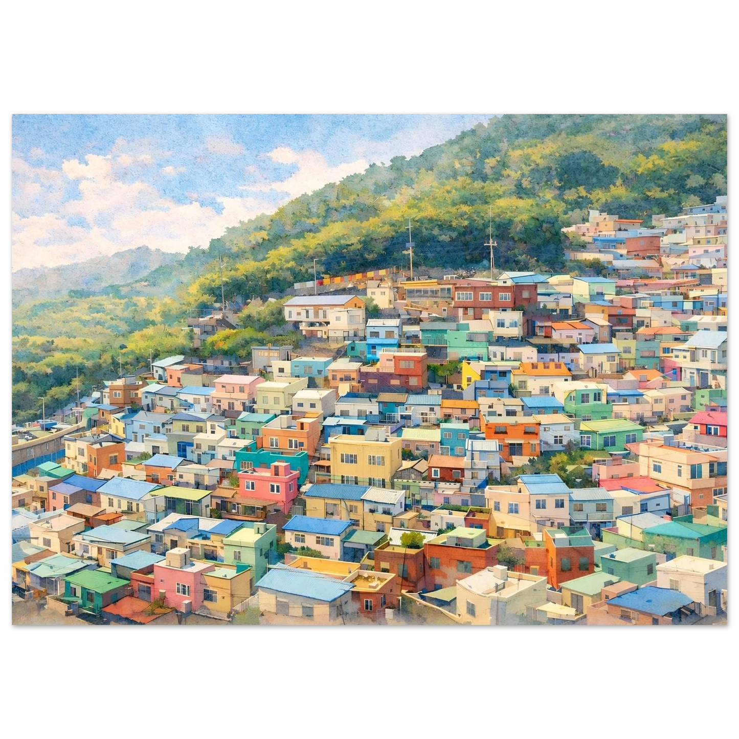 I Colori di Gamcheon Village Fine Art Poster arte asiatica premium