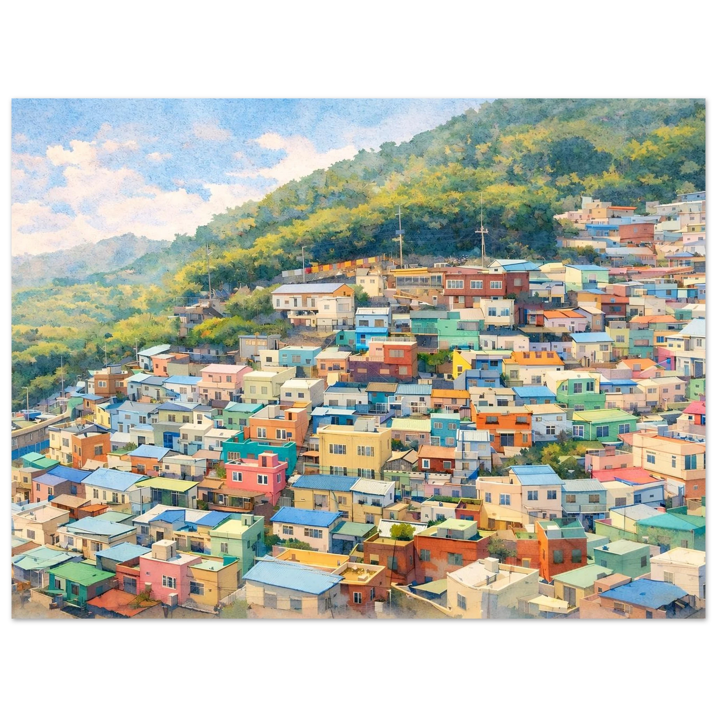 I Colori di Gamcheon Village Fine Art Poster arte asiatica premium