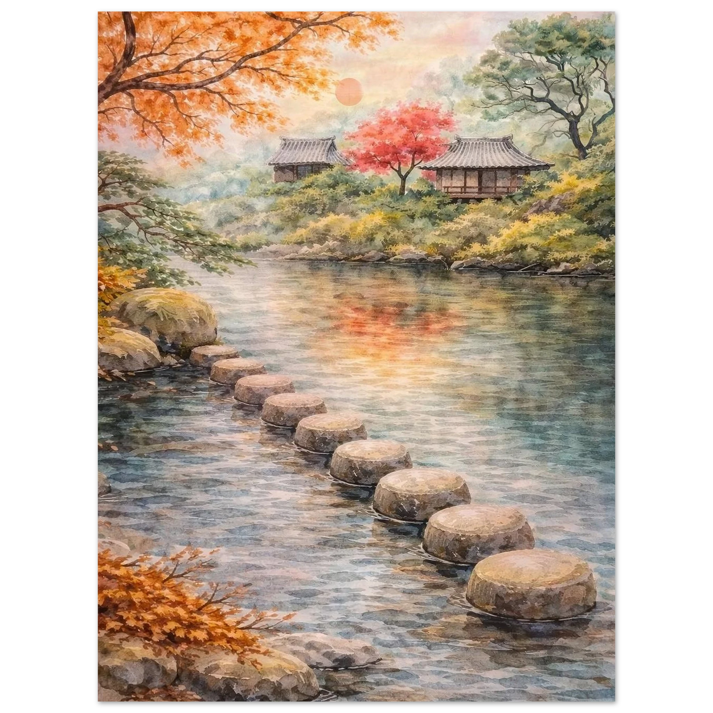 Aldilà del Fiume Fine Art Poster arte asiatica premium