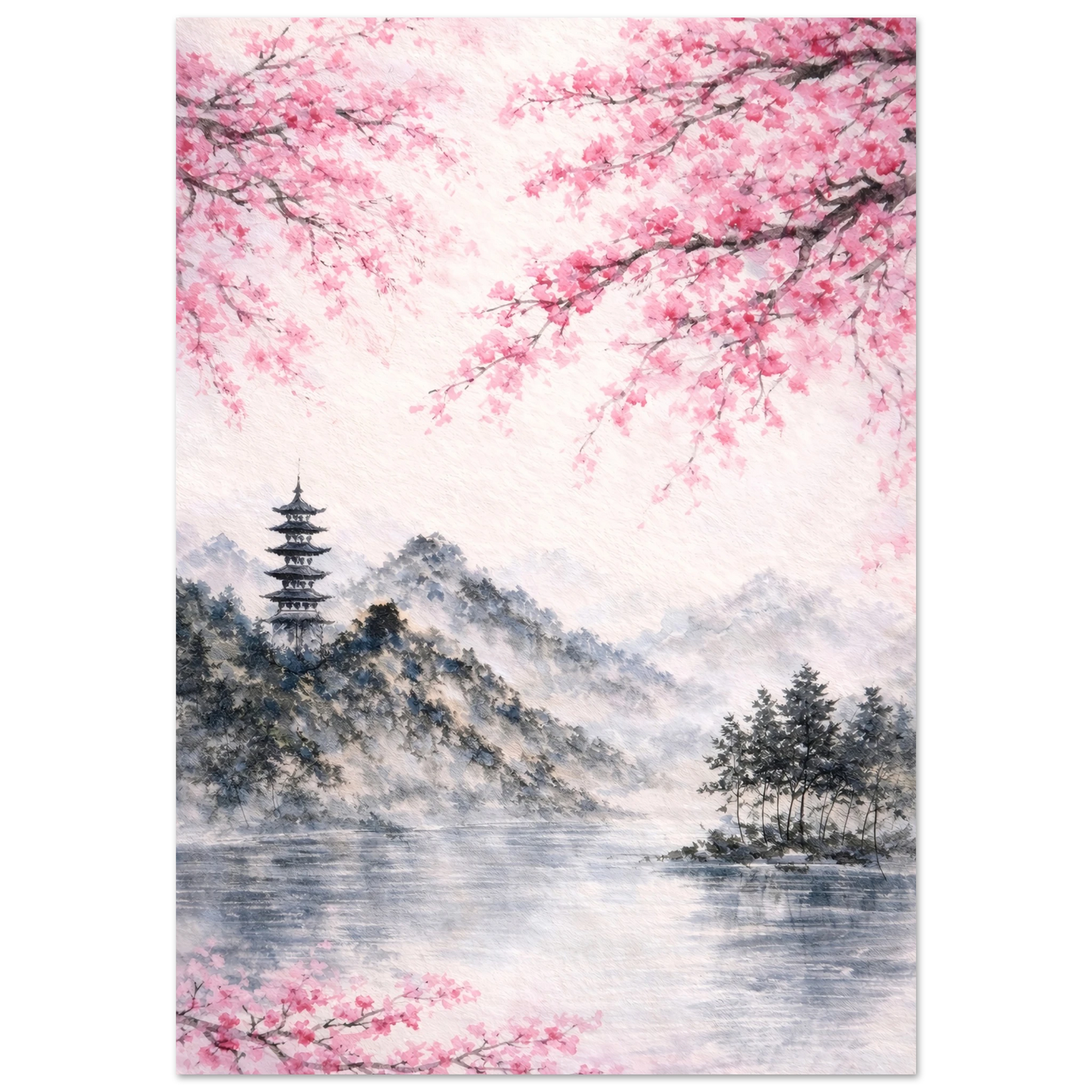 Rifugio di Primavera Premium Matte Paper Poster arte asiatica premium