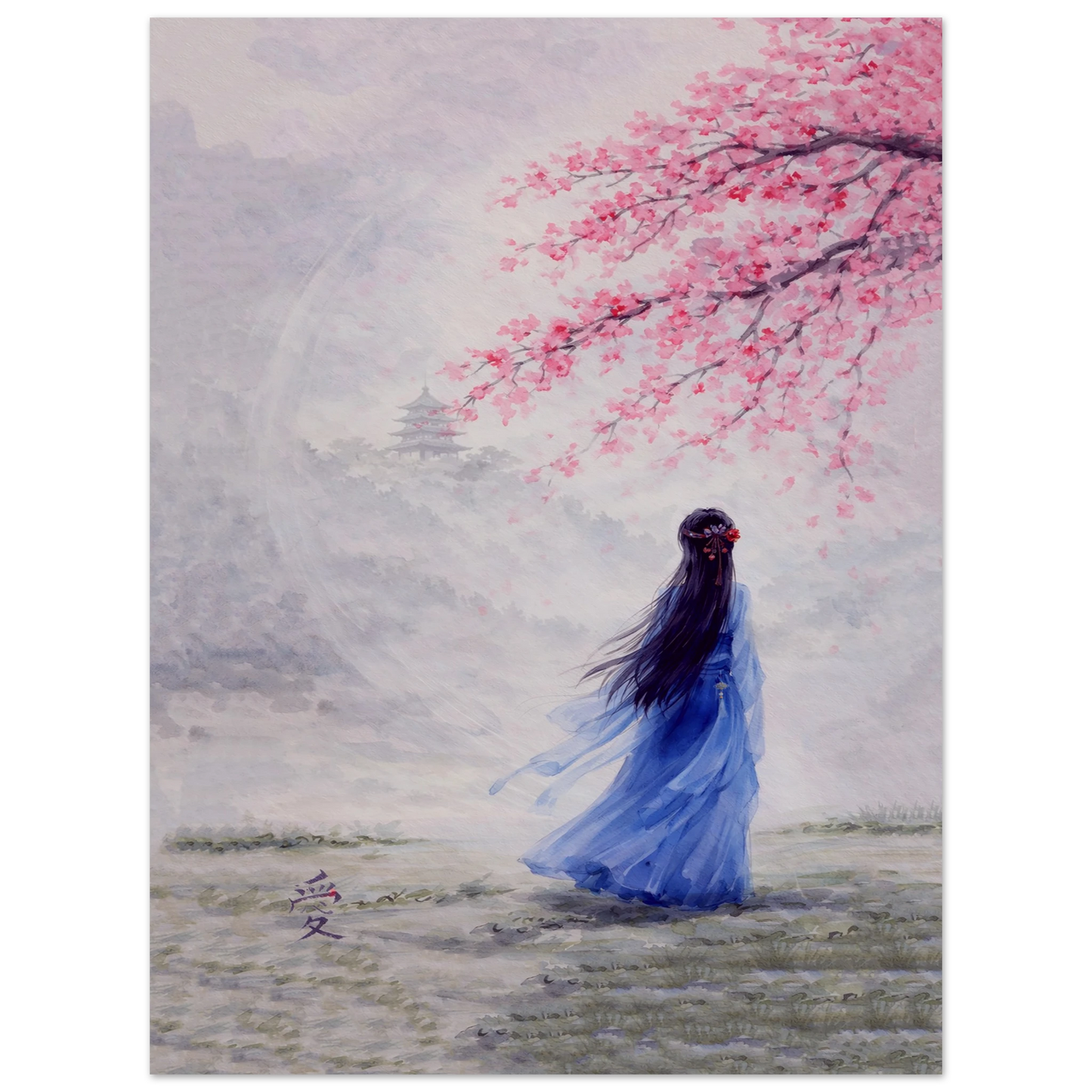 Tra Fiori e Destino Fine Art Poster arte asiatica premium
