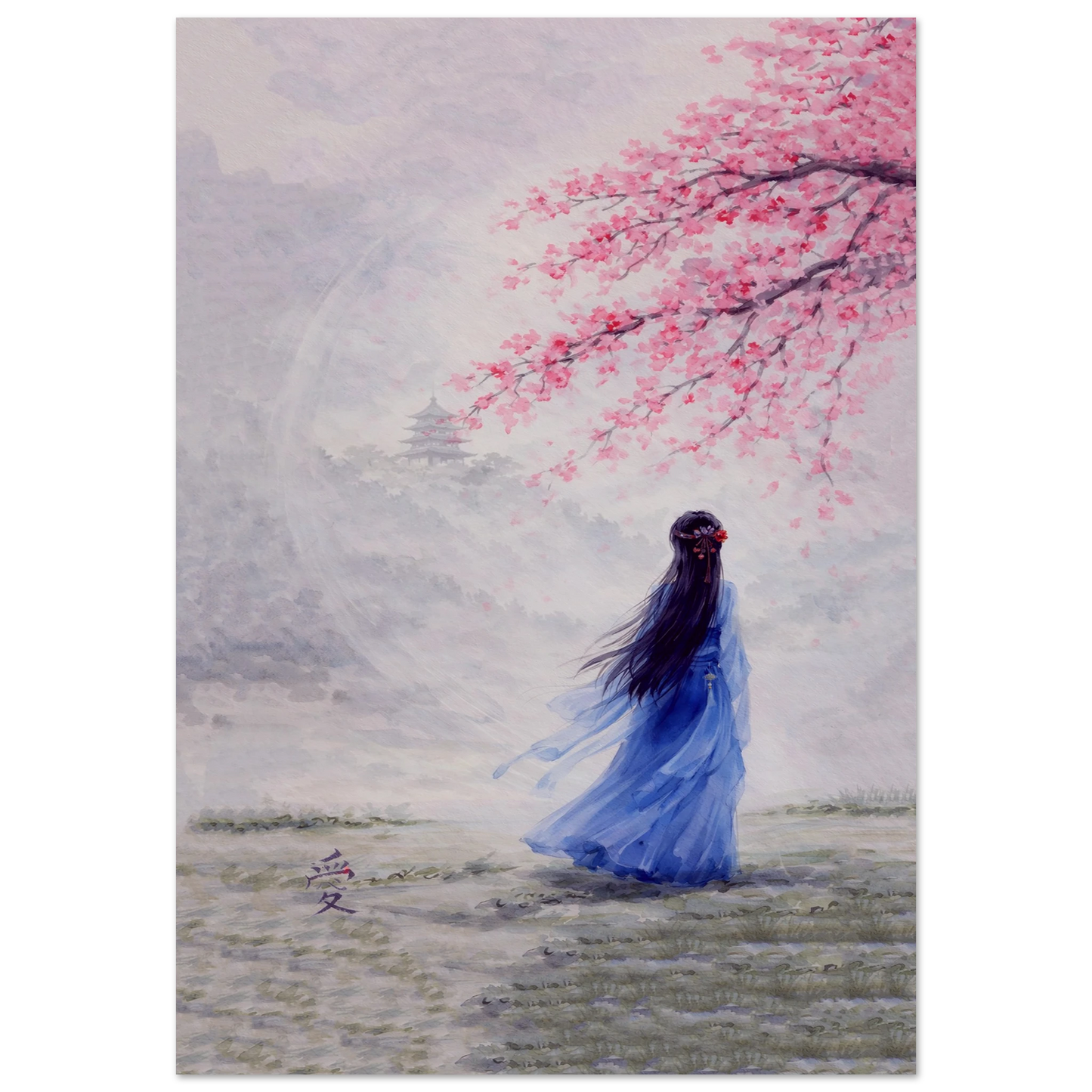 Tra Fiori e Destino Fine Art Poster arte asiatica premium
