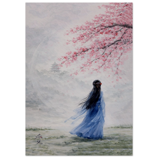Tra Fiori e Destino Premium Matte Paper Poster arte asiatica premium