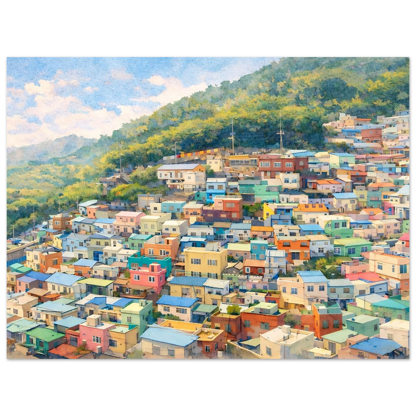 I Colori di Gamcheon Village Fine Art Poster arte asiatica premium