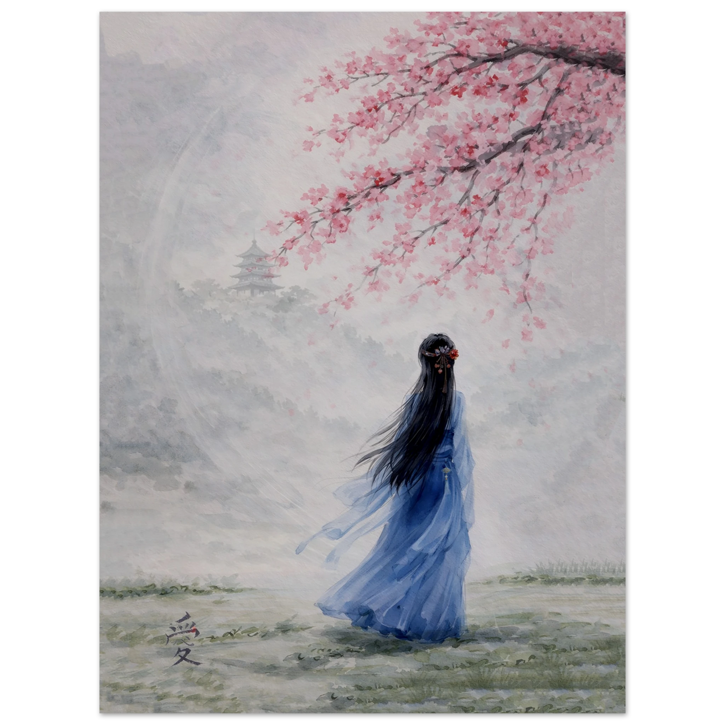 Tra Fiori e Destino Fine Art Poster arte asiatica premium