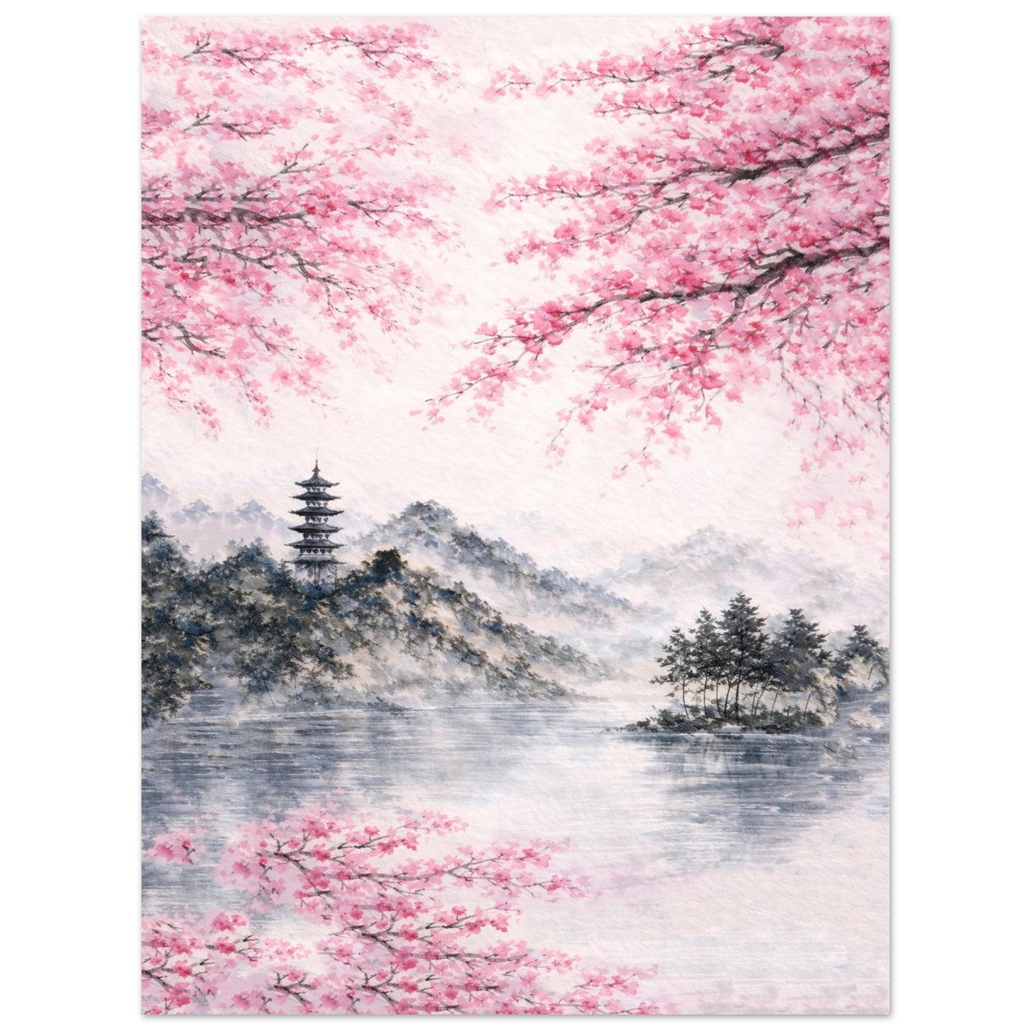 Rifugio di Primavera Premium Matte Paper Poster arte asiatica premium