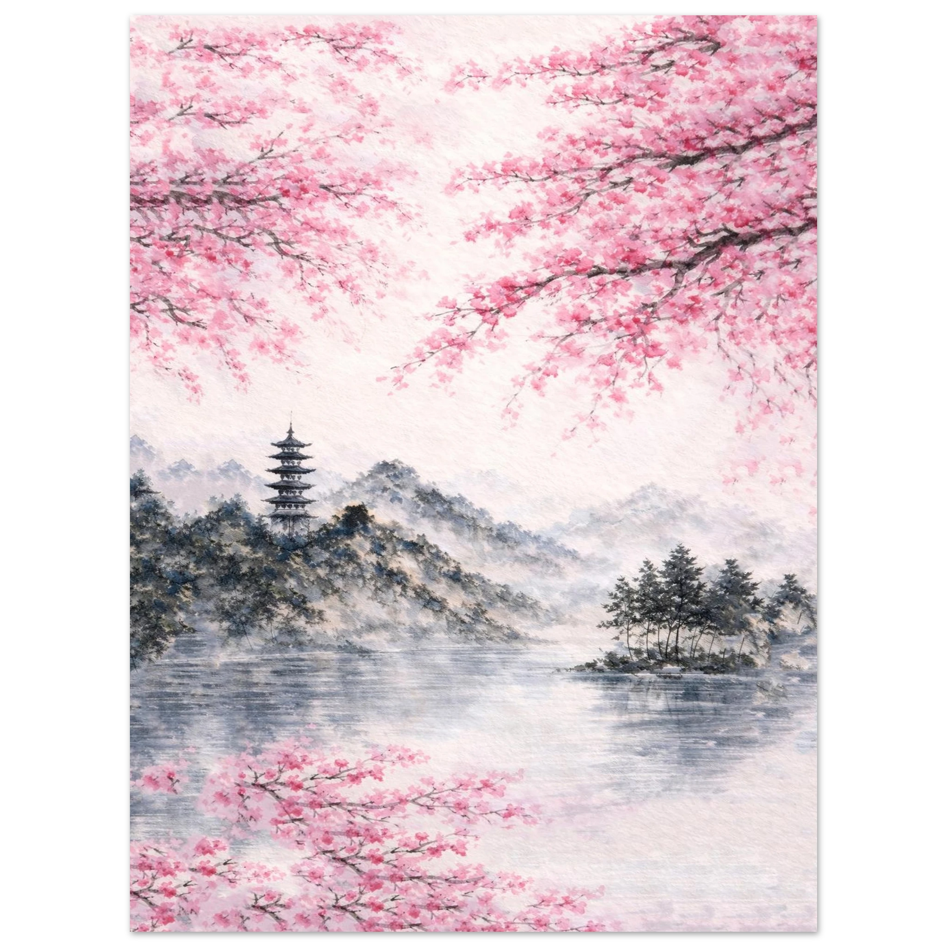 Rifugio di Primavera Premium Matte Paper Poster arte asiatica premium