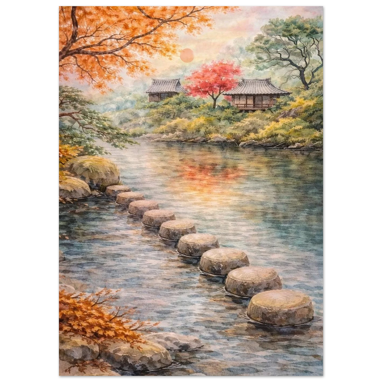Aldilà del Fiume Premium Matte Paper Poster arte asiatica premium