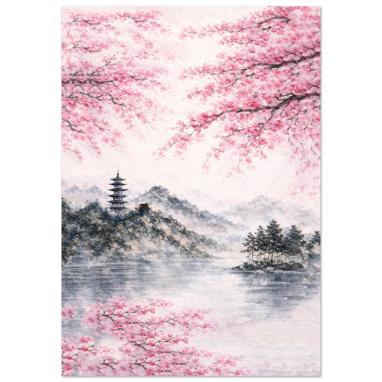 Rifugio di Primavera Premium Matte Paper Poster arte asiatica premium