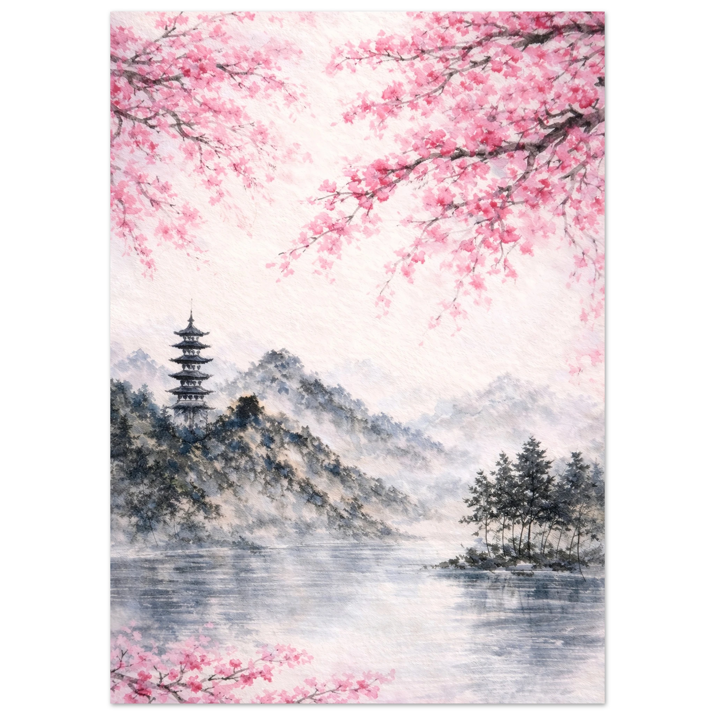 Rifugio di Primavera Premium Matte Paper Poster arte asiatica premium