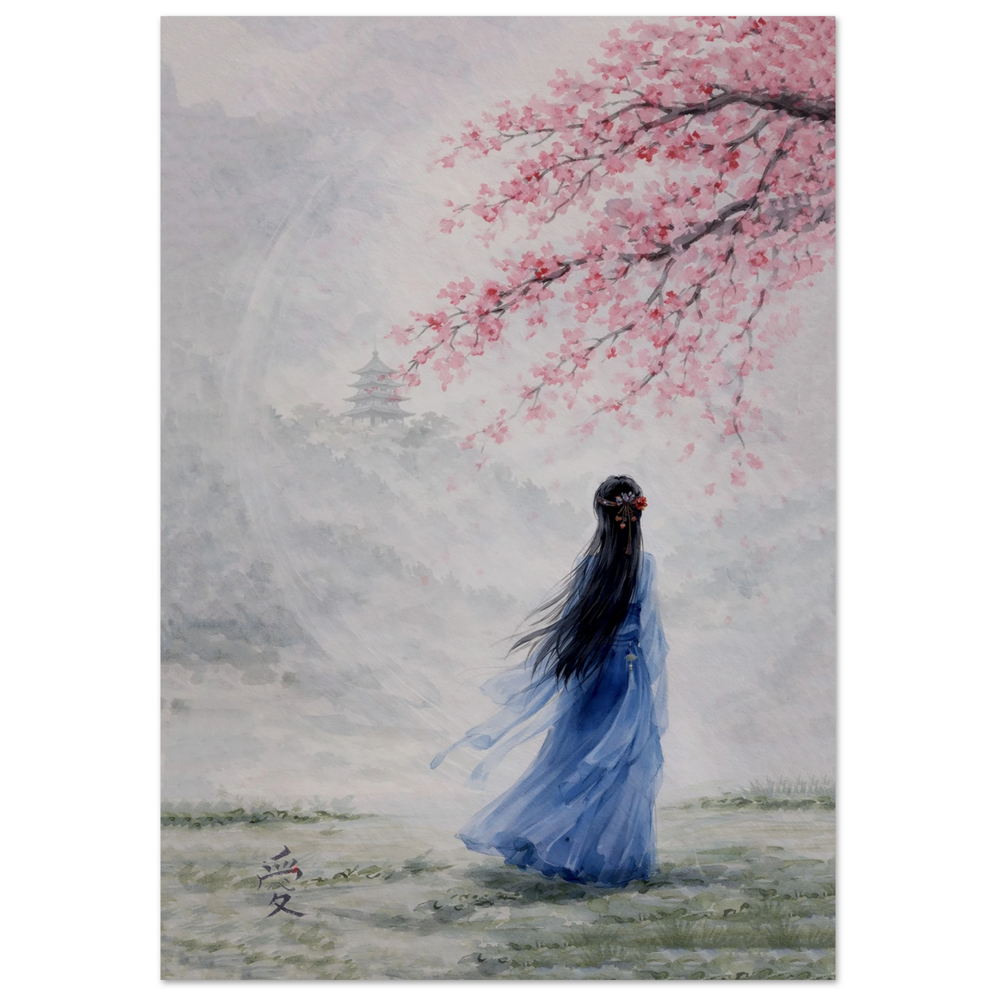Tra Fiori e Destino Fine Art Poster arte asiatica premium