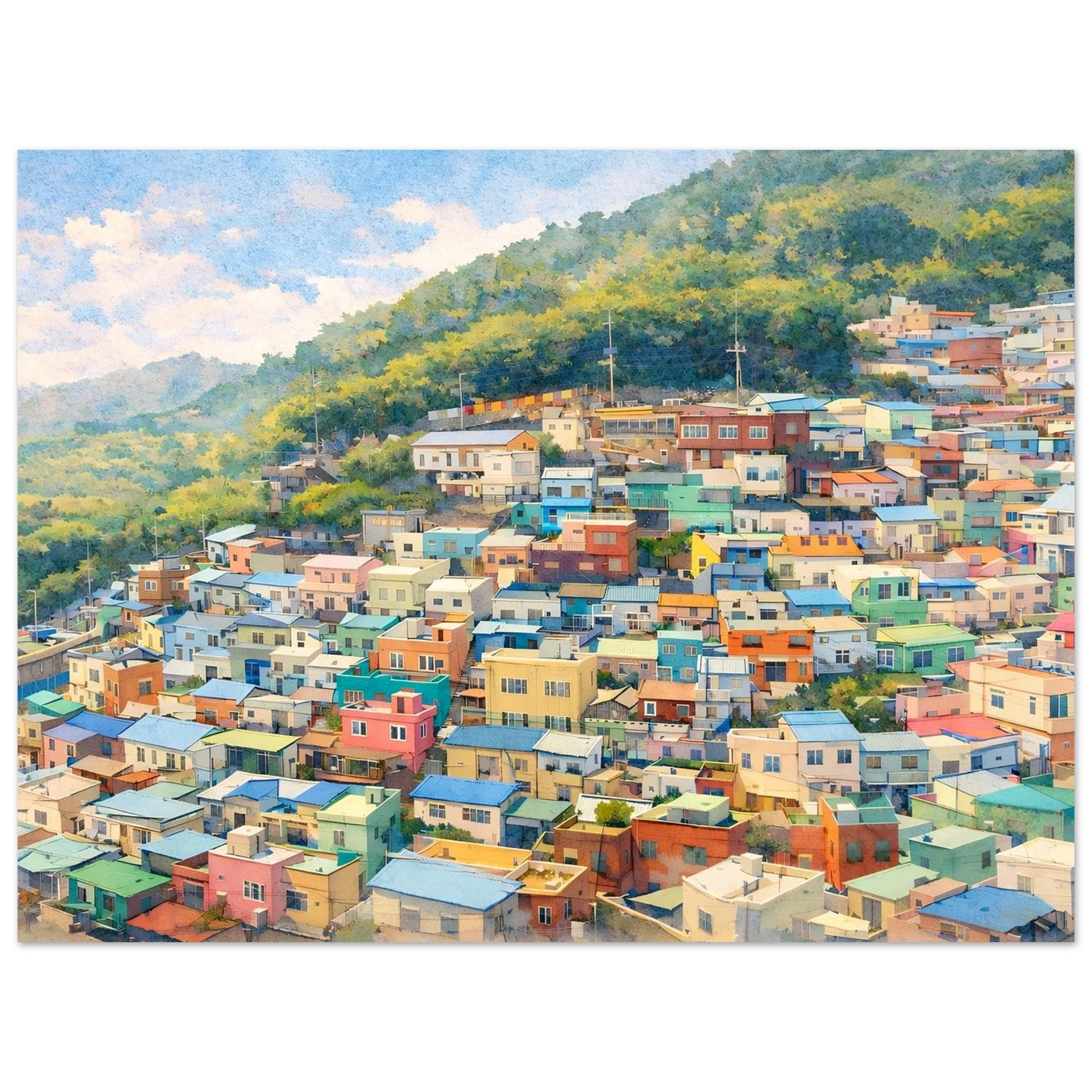 I colori di Gamcheon Village Premium Matte Paper Poster arte asiatica premium