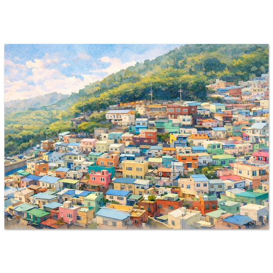 I Colori di Gamcheon Village Fine Art Poster arte asiatica premium