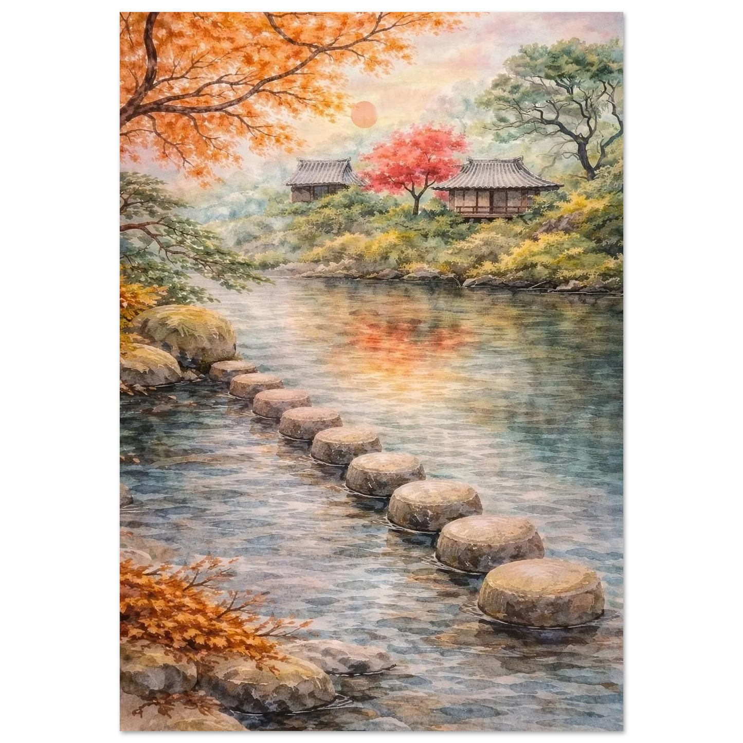 Aldilà del Fiume Premium Matte Paper Poster arte asiatica premium