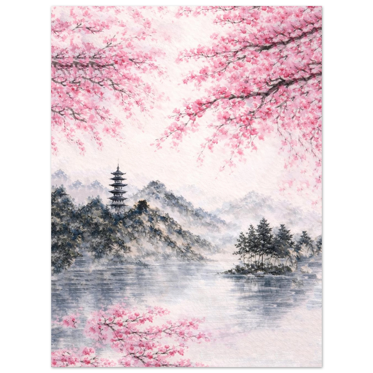 Rifugio di Primavera Fine Art Poster arte asiatica premium