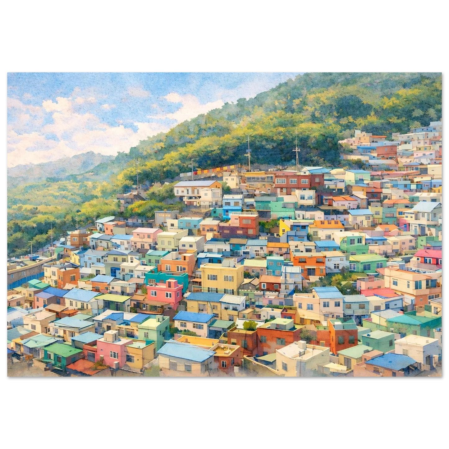 I colori di Gamcheon Village Premium Matte Paper Poster arte asiatica premium