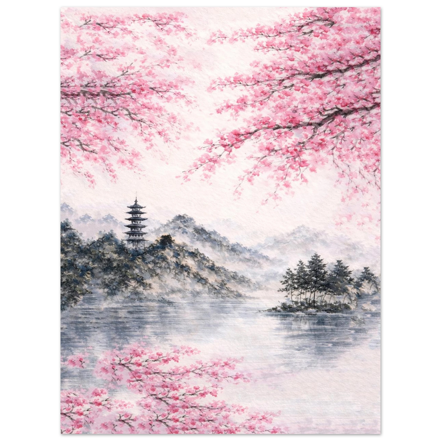 Rifugio di Primavera Premium Matte Paper Poster arte asiatica premium
