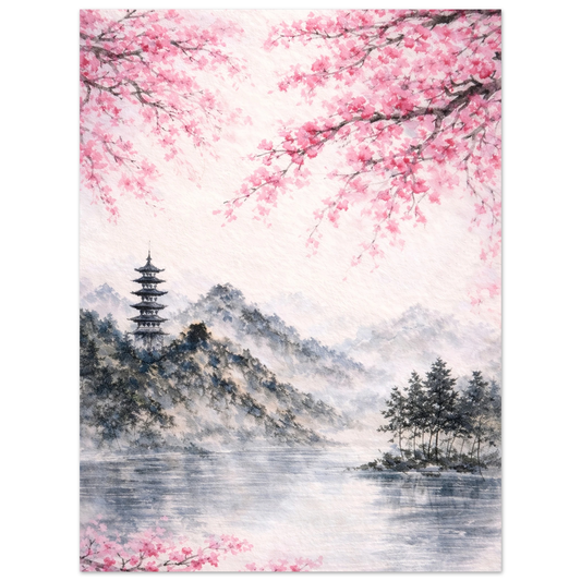 Rifugio di Primavera Fine Art Poster arte asiatica premium