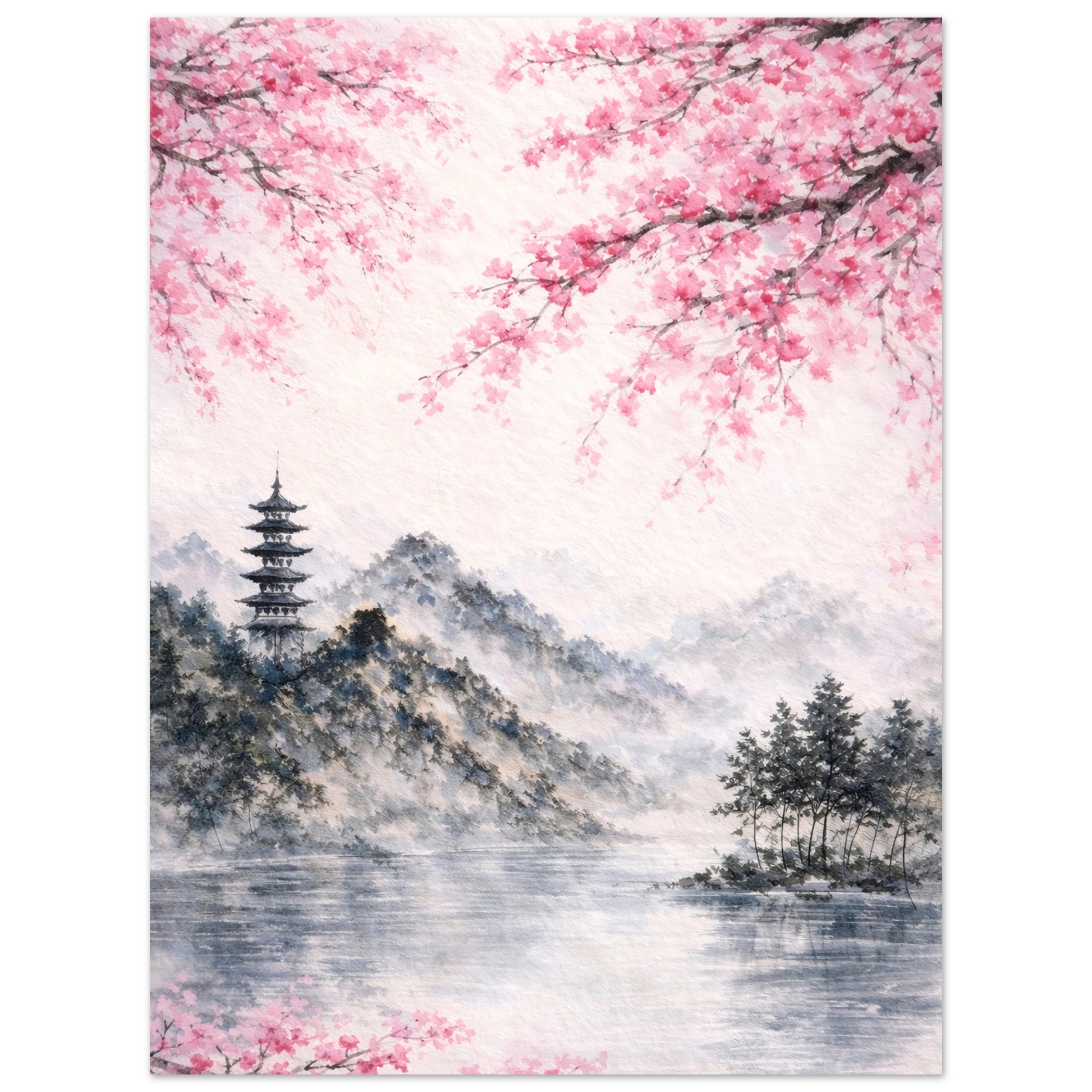 Rifugio di Primavera Fine Art Poster arte asiatica premium
