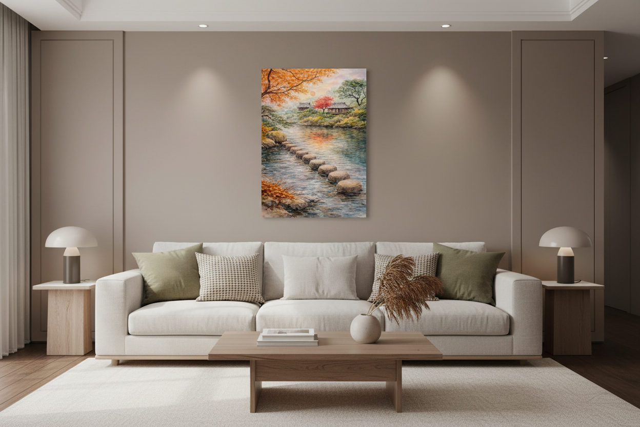mockup - aldilà del fiume - soggiorno canvas