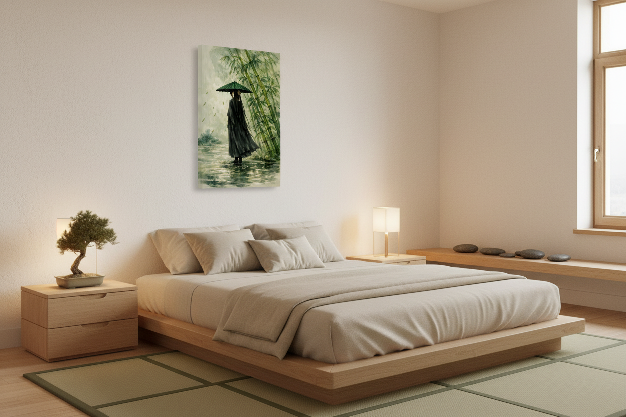 mockup - tra pioggia e silenzio camera - canvas