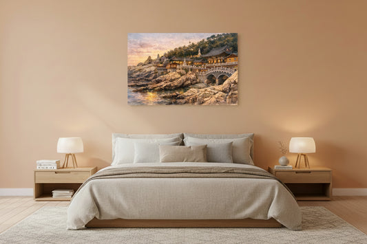 mockup tramonto a haedong yonggungsa camera canvas