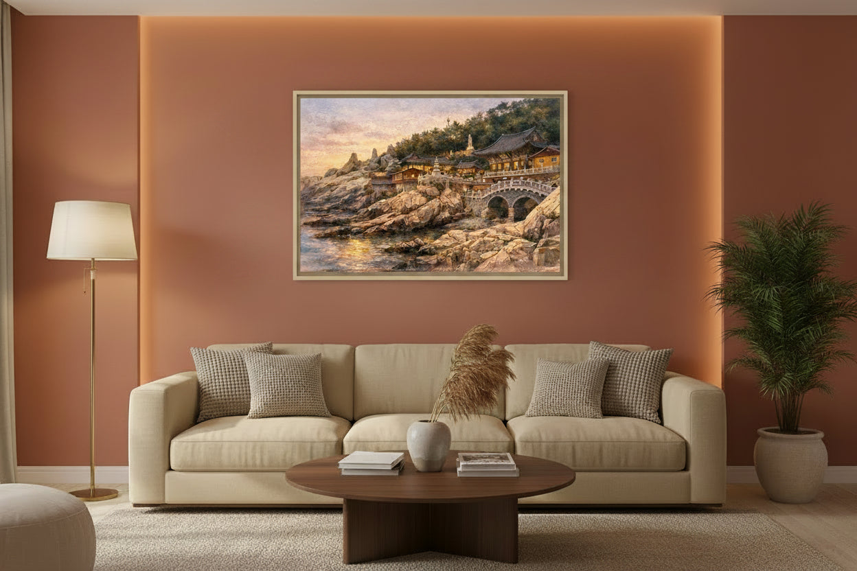 mockup - tramonto a haedong yonggungsa - soggiorno
